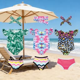 Leopard Print Wave Style Swimsuit For 43cm Baby New Born and 18 inch American doll girls, Generation Baby Clothing accessories