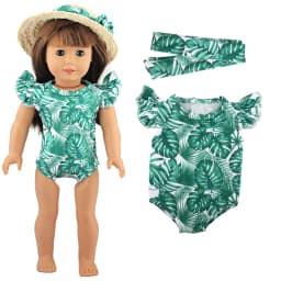 Leopard Print Wave Style Swimsuit For 43cm Baby New Born and 18 inch American doll girls, Generation Baby Clothing accessories