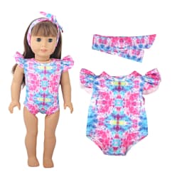 Leopard Print Wave Style Swimsuit For 43cm Baby New Born and 18 inch American doll girls, Generation Baby Clothing accessories
