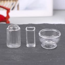 1/6 1/12 Dollhouse Miniature Transparent Glass Vase Dessert Cup Wine Bottle Wishing Bottle Home Decor Toy Doll House Accessories