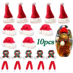 1-10pcs Christmas Doll Mini Finger Wool Hat Scarfs DIY Doll Packaging Accessories Decoration Wine Bottle Activity Scene Props