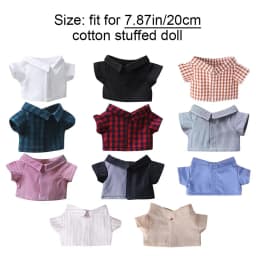 20CM Doll Shirt Stripes Lattice Solid Color Blouse Cotton Stuffed Idol Doll Clothes Dolls Accessories