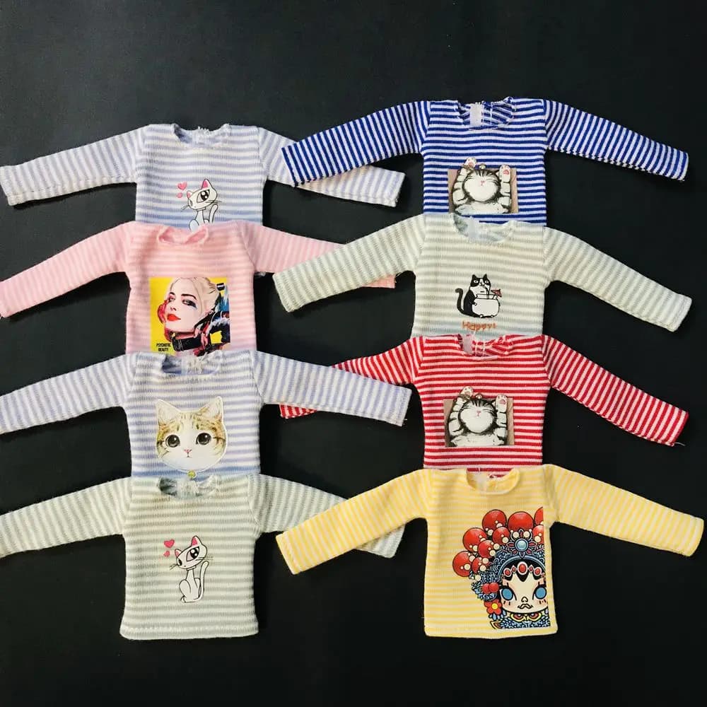 NEW Cute Blyth Clothes Long Sleeve Stripe T-shirt for Blyth 1/6 Dolls Accessories