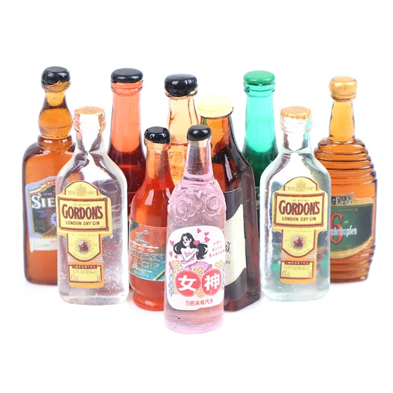 10Pcs/lot 1:12 Dollhouse Miniature Drinks Wine Model Doll Kitchen Food Accessories