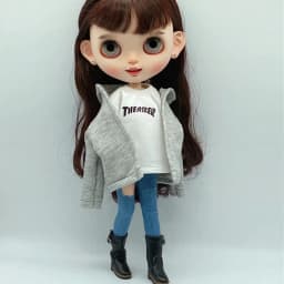 Hot Sale Blythe Clothes Gray Coat or White T Suitable for Blyth, OB24, Azone,Pullip 1/6 Doll Accessories