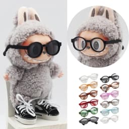 6.5cm Transparent BJD Doll Glasses - Plastic Sunglasses for 17cm Dolls, Cute Labubu Toy Accessories, Mini Eyewear for Dollfie