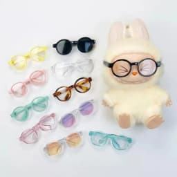 6.5cm Transparent BJD Doll Glasses - Plastic Sunglasses for 17cm Dolls, Cute Labubu Toy Accessories, Mini Eyewear for Dollfie