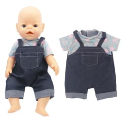 17" Baby Doll Clothes Hat Tights Leggings 43cm Baby Dolls Denim Dress Toys Wears Children Gifts