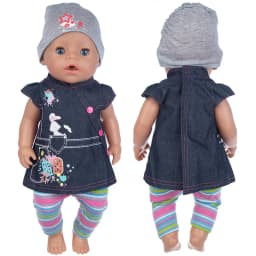 17" Baby Doll Clothes Hat Tights Leggings 43cm Baby Dolls Denim Dress Toys Wears Children Gifts