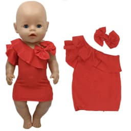 17" Baby Doll Clothes Hat Tights Leggings 43cm Baby Dolls Denim Dress Toys Wears Children Gifts