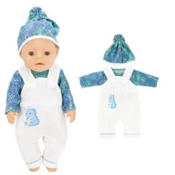17" Baby Doll Clothes Hat Tights Leggings 43cm Baby Dolls Denim Dress Toys Wears Children Gifts