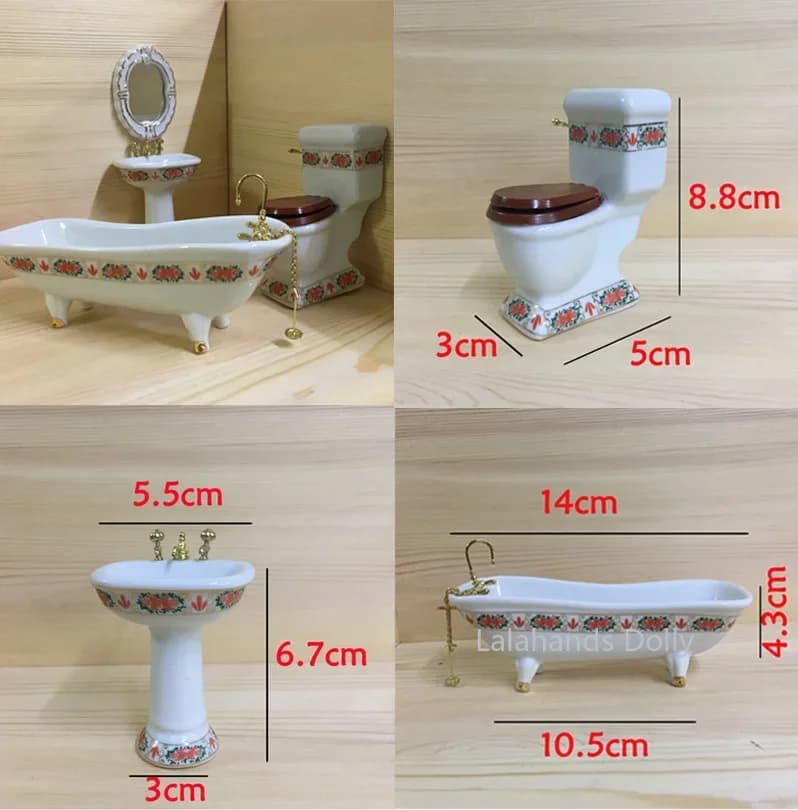 4pcs/set Dollhouse Mini Creative Bathroom Set Model Toys for Dollhouse Bathroom Furniture Decoration Accessories