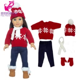 18 Inch Dolls Apparel American OG Journey Girl Doll Clothes Baby Doll Sweater Hat Winter Set Christmas Costume