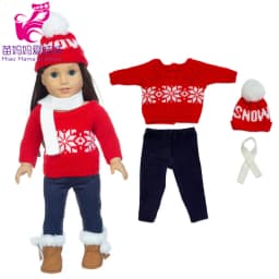 18 Inch Dolls Apparel American OG Journey Girl Doll Clothes Baby Doll Sweater Hat Winter Set Christmas Costume