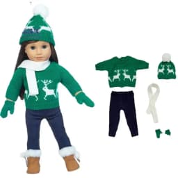 18 Inch Dolls Apparel American OG Journey Girl Doll Clothes Baby Doll Sweater Hat Winter Set Christmas Costume