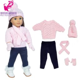 18 Inch Dolls Apparel American OG Journey Girl Doll Clothes Baby Doll Sweater Hat Winter Set Christmas Costume