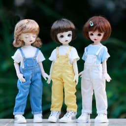 1/6BJD doll clothes fashion denim bib long + short sleeve shirt casual suit for yosd, 30cm SD DD bjd doll clothes accessories