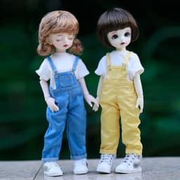 1/6BJD doll clothes fashion denim bib long + short sleeve shirt casual suit for yosd, 30cm SD DD bjd doll clothes accessories