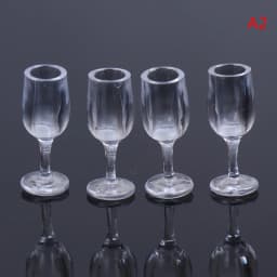 4pcs/set 1/12 Dollhouse Miniature Cartoon Clear Glass Cup Model Simulation Kitchen Furniture Toys For Doll House Decoration
