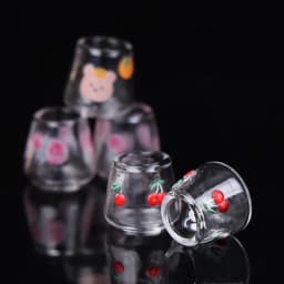 4pcs/set 1/12 Dollhouse Miniature Cartoon Clear Glass Cup Model Simulation Kitchen Furniture Toys For Doll House Decoration