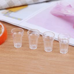 4pcs/set 1/12 Dollhouse Miniature Cartoon Clear Glass Cup Model Simulation Kitchen Furniture Toys For Doll House Decoration