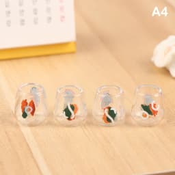 4pcs/set 1/12 Dollhouse Miniature Cartoon Clear Glass Cup Model Simulation Kitchen Furniture Toys For Doll House Decoration