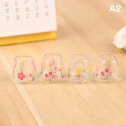 4pcs/set 1/12 Dollhouse Miniature Cartoon Clear Glass Cup Model Simulation Kitchen Furniture Toys For Doll House Decoration