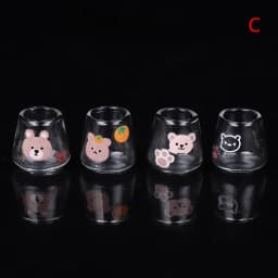 4pcs/set 1/12 Dollhouse Miniature Cartoon Clear Glass Cup Model Simulation Kitchen Furniture Toys For Doll House Decoration