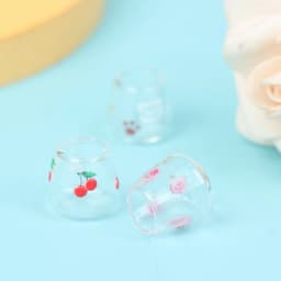 4pcs/set 1/12 Dollhouse Miniature Cartoon Clear Glass Cup Model Simulation Kitchen Furniture Toys For Doll House Decoration