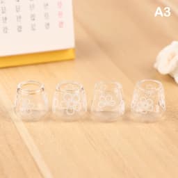 4pcs/set 1/12 Dollhouse Miniature Cartoon Clear Glass Cup Model Simulation Kitchen Furniture Toys For Doll House Decoration