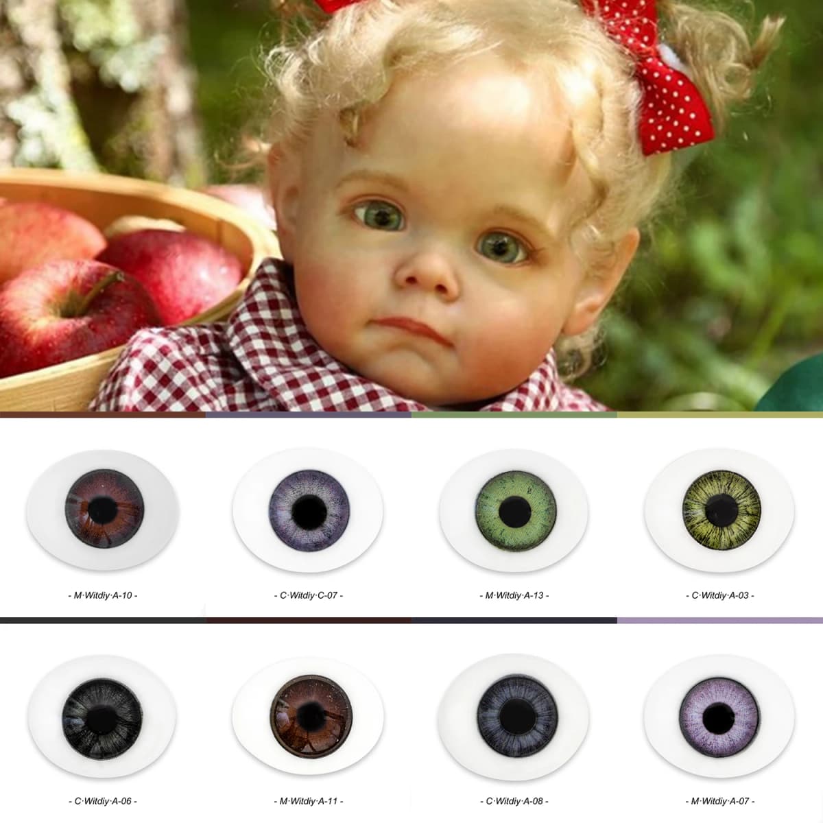 Witdiy handmade boat-shaped (oval) exquisite lifelike glass eyes SD, BJD, OB, reborn doll accessories 12/14/18/20/22/24mm