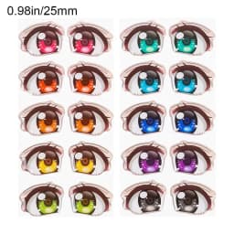 10Pairs Rainbow Cartoon Eyes Stickers For Loli Doll Eyes Accessories Cute Crystal Eyes Sticker Anime Figurine Face Organ Paster