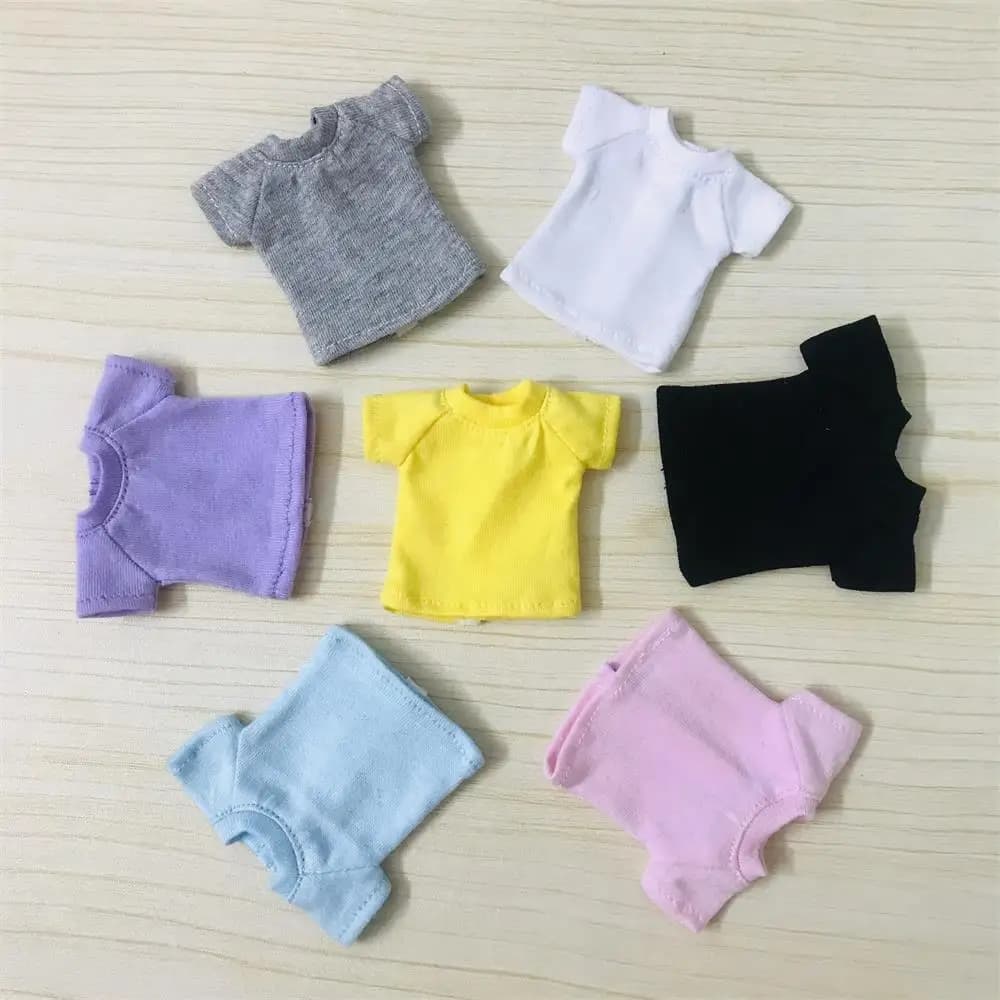 New Cute OB11 Clothes Short-Sleeved T-Shirt Suitable for OB11 Obitsu 1/10 Dolls 11 Molly 1/12 Doll Clothes Accessories
