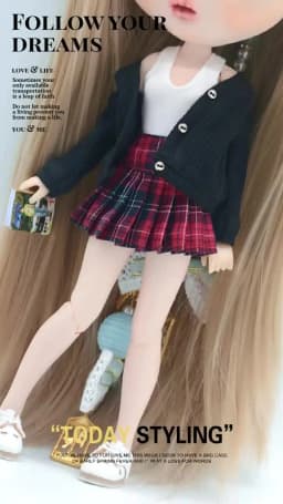 Clothes for Doll Fashion Multicolor Cardigan Short Skirt Jeans Fits Blyth Azone OB22 OB24 Doll Accessories