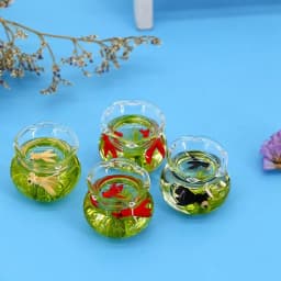 1/6 1/12 Scale Baby House and Dollhouse Miniature Glass Fish Tank Bowl Aquarium Toy DollHouse Decals Ornament Doll Accessories