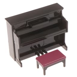 1/12 Dollhouse Miniature Accessories Mini Wooden Grand Piano with Stool Simulation Musical Instrument Model Toy Doll House Decor