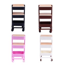 1Set 1:12 Dollhouse Miniature Trolley Dining Cart with Wheels Storage Display Shelf Bookshelf Furniture Model Decor Toy