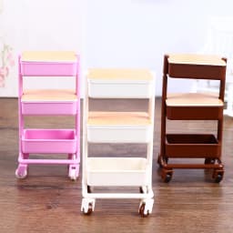 1Set 1:12 Dollhouse Miniature Trolley Dining Cart with Wheels Storage Display Shelf Bookshelf Furniture Model Decor Toy