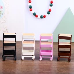 1Set 1:12 Dollhouse Miniature Trolley Dining Cart with Wheels Storage Display Shelf Bookshelf Furniture Model Decor Toy