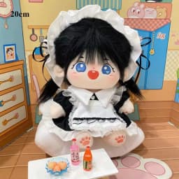 1Set 10/20cm Doll Clothes Maid Dress Headband Apron Kpop Plush Dolls Outfit Toys Handmade Doll's Accessories Doll Maid Suit
