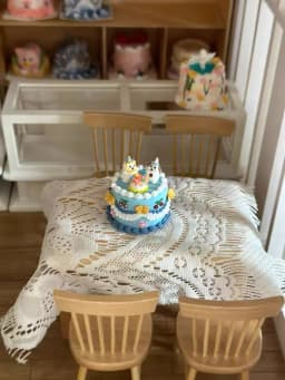 DollHouse diy accessories Clay sculpture cake Cartoon Shark Flower cake miniature birthday party decoration couple gift model