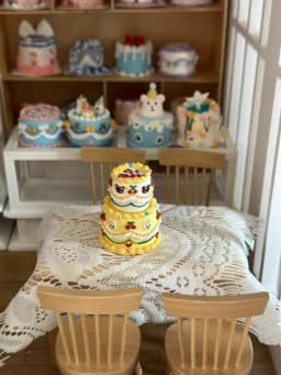 DollHouse diy accessories Clay sculpture cake Cartoon Shark Flower cake miniature birthday party decoration couple gift model