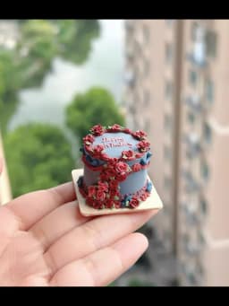 DollHouse diy accessories Clay sculpture cake Cartoon Shark Flower cake miniature birthday party decoration couple gift model
