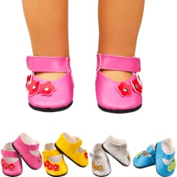 7cm Flower Doll Shoes High-quality Leather Mini Shoes For 18 Inch American&43cm Baby New Born,Our Generation Girl Doll Toy