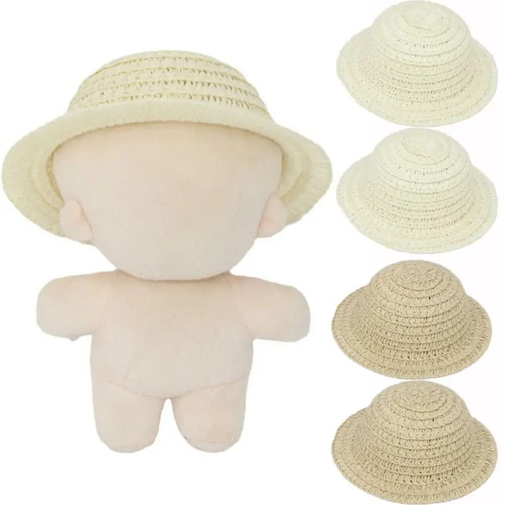10CM Doll Hat Mini Handmade Dollhouse Miniature Tassel Straw Hat For Idol Cotton Dolls Accessories Doll House Hand Weaved Hats
