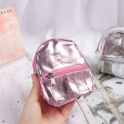 Fashion PU Glitter Pink Silver Mini Knapsack for 18 inches Girl Doll Backpack Doll Bag Dolls Accessories Kids Gift Children Toys
