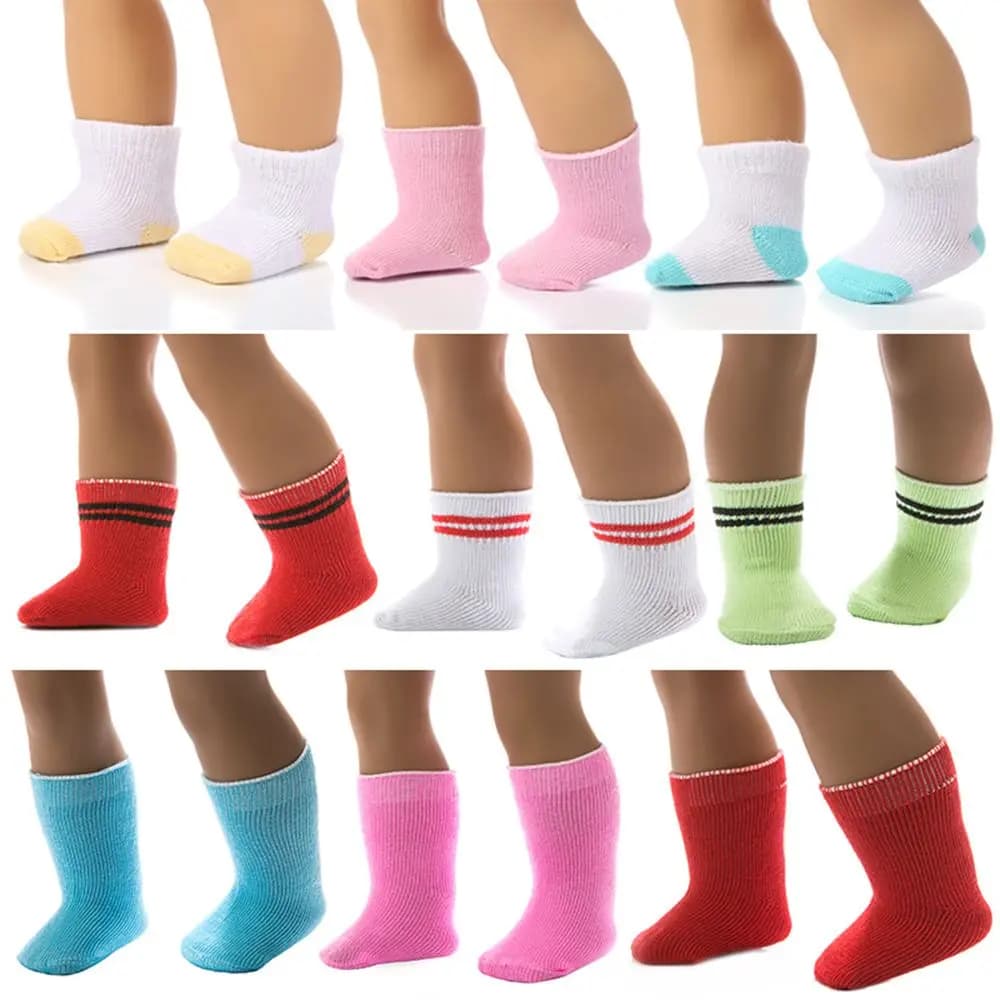1 Pair Solid Color Socks For 18inch Doll & 43cm Doll Wear Doll Accessories For Baby Doll Clothes Children Gifts