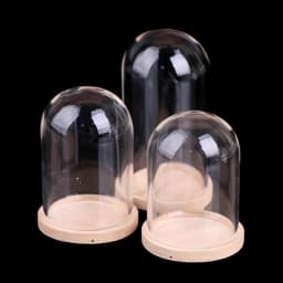 1:12 Dollhouse Miniature Decor Flower Display Glass Display Bell Jar with Wooden Base Home Decor Flower Glass Cover