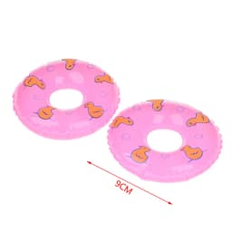 2Pcs Dollhouse Miniature Swimming Ring Cute Duck Bathing Float Lifebelt Model Kids Pretend Play Toys Gift Dolls Accessories