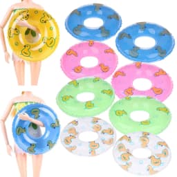 2Pcs Dollhouse Miniature Swimming Ring Cute Duck Bathing Float Lifebelt Model Kids Pretend Play Toys Gift Dolls Accessories